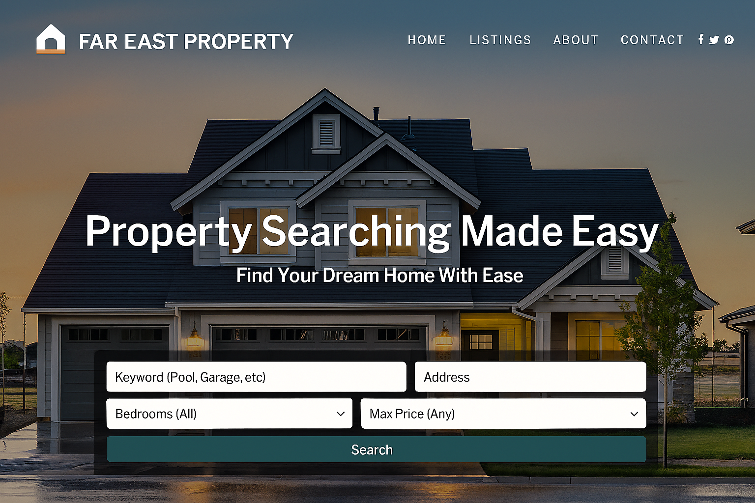 picture of property website, with house on